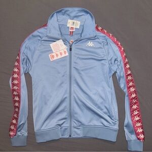 Kappa Banda Anniston Track Jacket  Mens Medium Blue Pink Slim Fit  Logo Zip EUC